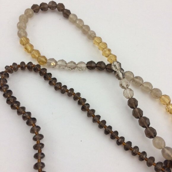 Mexx Chunky Faceted Plastic Bead 3 Strand Necklace Brown Yellow Smokey Grey 20" - Picture 6 of 12